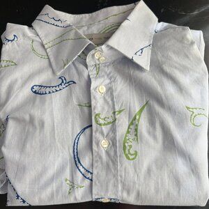 Etro Italy oversized paisley print button down cotton shirt blue check US XXL